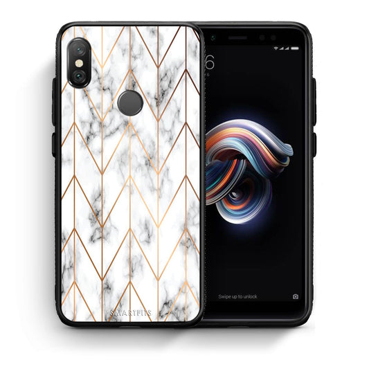 Θήκη Xiaomi Redmi Note 5 Gold Geometric Marble από τη Smartfits με σχέδιο στο πίσω μέρος και μαύρο περίβλημα | Xiaomi Redmi Note 5 Gold Geometric Marble case with colorful back and black bezels