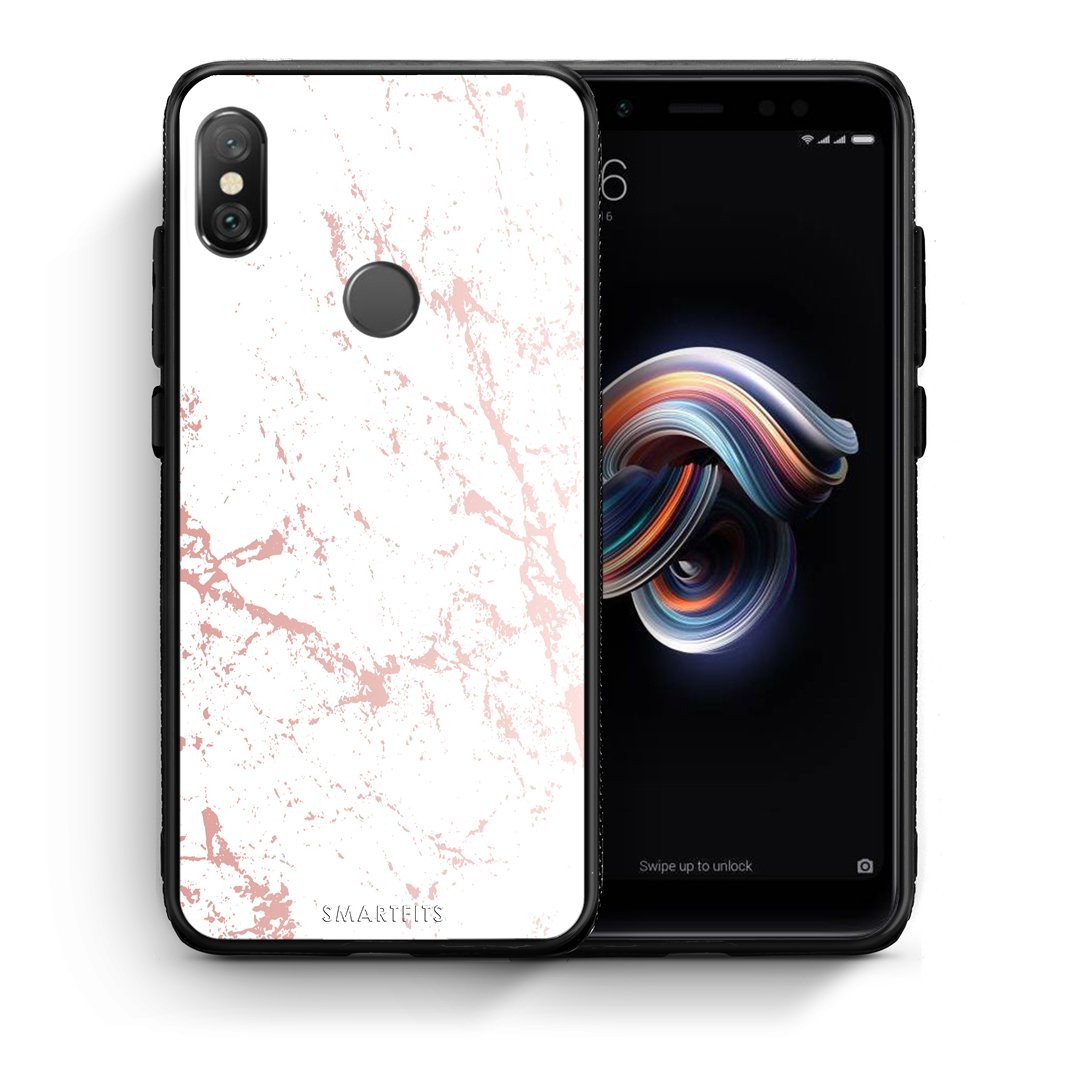 Θήκη Xiaomi Redmi Note 5 Pink Splash Marble από τη Smartfits με σχέδιο στο πίσω μέρος και μαύρο περίβλημα | Xiaomi Redmi Note 5 Pink Splash Marble case with colorful back and black bezels