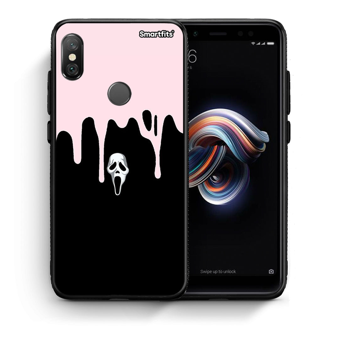 Θήκη Xiaomi Redmi Note 5 Melting Halloween Mask από τη Smartfits με σχέδιο στο πίσω μέρος και μαύρο περίβλημα | Xiaomi Redmi Note 5 Melting Halloween Mask case with colorful back and black bezels