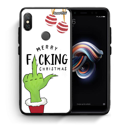 Θήκη Xiaomi Redmi Note 5 Merry F Xmas από τη Smartfits με σχέδιο στο πίσω μέρος και μαύρο περίβλημα | Xiaomi Redmi Note 5 Merry F Xmas case with colorful back and black bezels