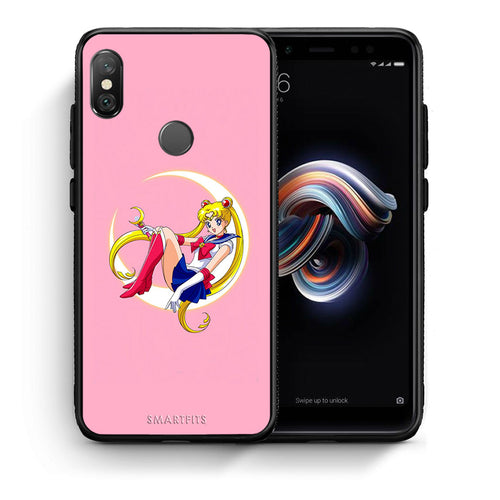 Θήκη Xiaomi Redmi Note 5 Moon Girl από τη Smartfits με σχέδιο στο πίσω μέρος και μαύρο περίβλημα | Xiaomi Redmi Note 5 Moon Girl case with colorful back and black bezels