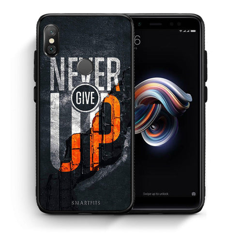 Θήκη Αγίου Βαλεντίνου Xiaomi Redmi Note 5 Never Give Up από τη Smartfits με σχέδιο στο πίσω μέρος και μαύρο περίβλημα | Xiaomi Redmi Note 5 Never Give Up case with colorful back and black bezels