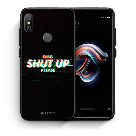 Θήκη Xiaomi Redmi Note 5 OMG ShutUp από τη Smartfits με σχέδιο στο πίσω μέρος και μαύρο περίβλημα | Xiaomi Redmi Note 5 OMG ShutUp case with colorful back and black bezels