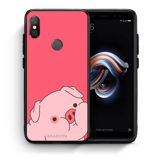 Θήκη Αγίου Βαλεντίνου Xiaomi Redmi Note 5 Pig Love 1 από τη Smartfits με σχέδιο στο πίσω μέρος και μαύρο περίβλημα | Xiaomi Redmi Note 5 Pig Love 1 case with colorful back and black bezels