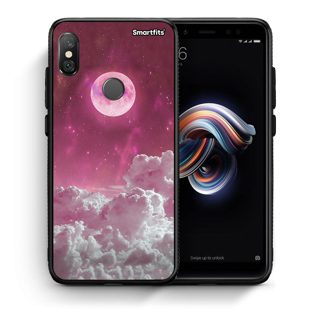 Θήκη Xiaomi Redmi Note 5 Pink Moon από τη Smartfits με σχέδιο στο πίσω μέρος και μαύρο περίβλημα | Xiaomi Redmi Note 5 Pink Moon case with colorful back and black bezels