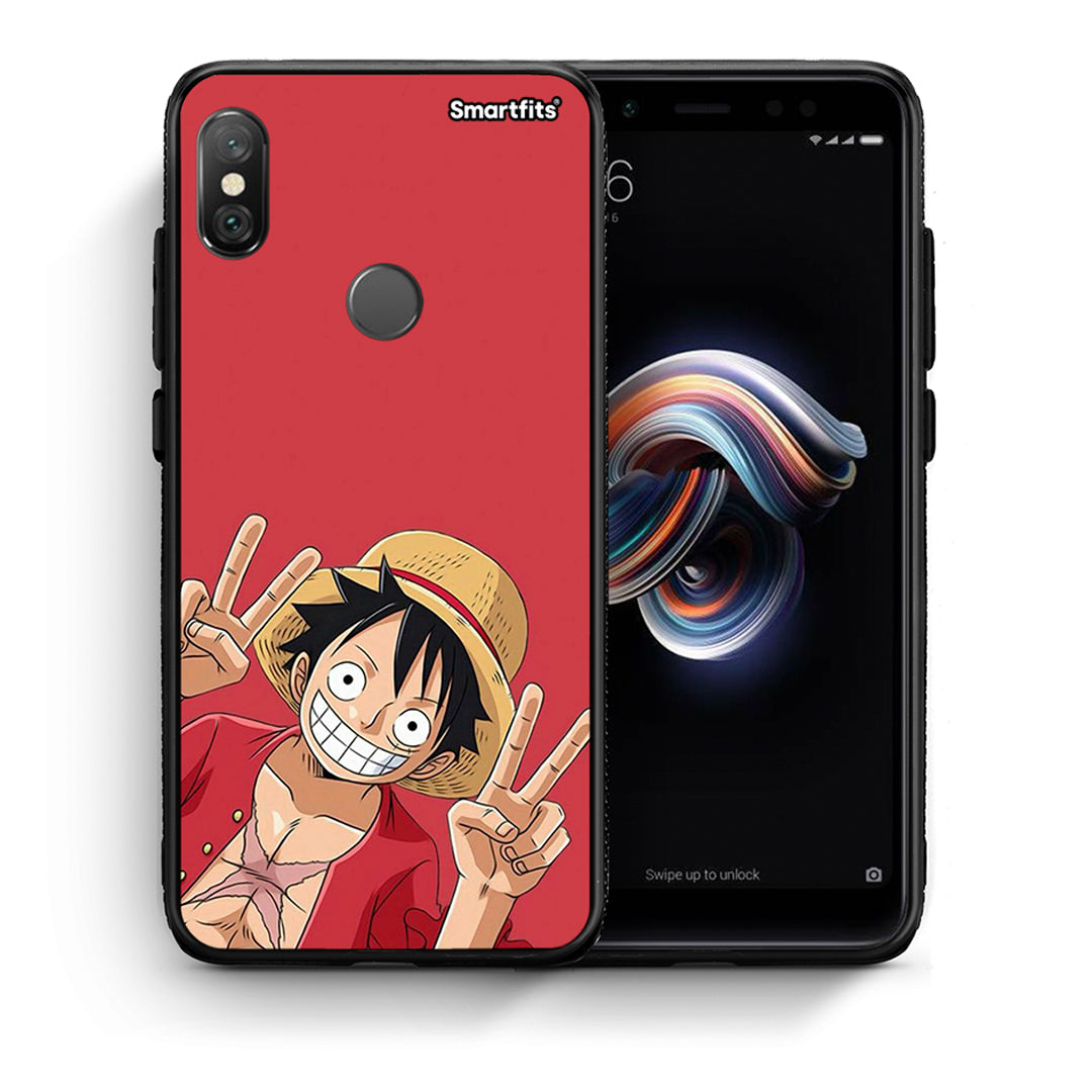 Θήκη Xiaomi Redmi Note 5 Pirate Luffy από τη Smartfits με σχέδιο στο πίσω μέρος και μαύρο περίβλημα | Xiaomi Redmi Note 5 Pirate Luffy case with colorful back and black bezels