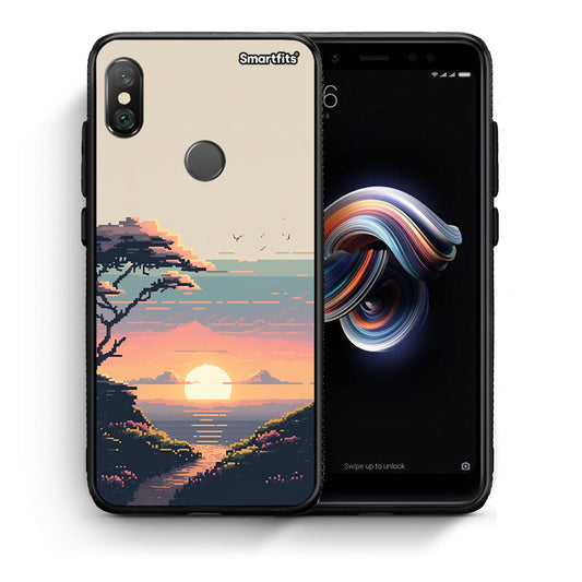 Θήκη Xiaomi Redmi Note 5 Pixel Sunset από τη Smartfits με σχέδιο στο πίσω μέρος και μαύρο περίβλημα | Xiaomi Redmi Note 5 Pixel Sunset case with colorful back and black bezels