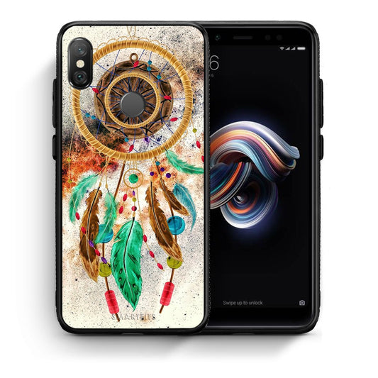 Θήκη Xiaomi Redmi Note 5 DreamCatcher Boho από τη Smartfits με σχέδιο στο πίσω μέρος και μαύρο περίβλημα | Xiaomi Redmi Note 5 DreamCatcher Boho case with colorful back and black bezels