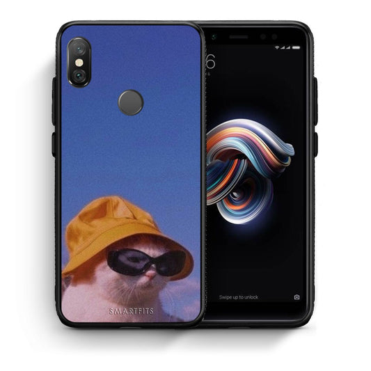 Θήκη Xiaomi Redmi Note 5 Cat Diva από τη Smartfits με σχέδιο στο πίσω μέρος και μαύρο περίβλημα | Xiaomi Redmi Note 5 Cat Diva case with colorful back and black bezels