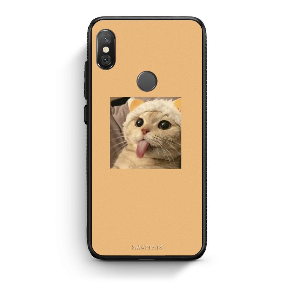 Xiaomi Redmi Note 5 Cat Tongue θήκη από τη Smartfits με σχέδιο στο πίσω μέρος και μαύρο περίβλημα | Smartphone case with colorful back and black bezels by Smartfits