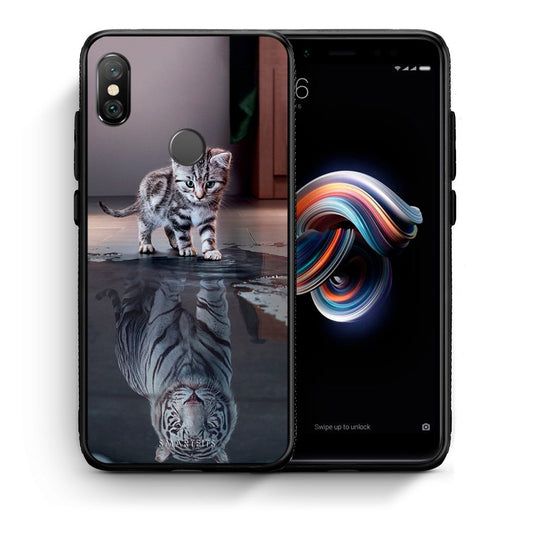 Θήκη Xiaomi Redmi Note 5 Tiger Cute από τη Smartfits με σχέδιο στο πίσω μέρος και μαύρο περίβλημα | Xiaomi Redmi Note 5 Tiger Cute case with colorful back and black bezels
