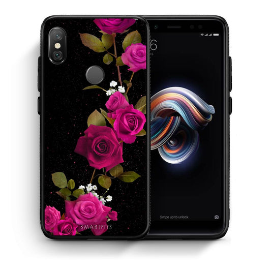 Θήκη Xiaomi Redmi Note 5 Red Roses Flower από τη Smartfits με σχέδιο στο πίσω μέρος και μαύρο περίβλημα | Xiaomi Redmi Note 5 Red Roses Flower case with colorful back and black bezels