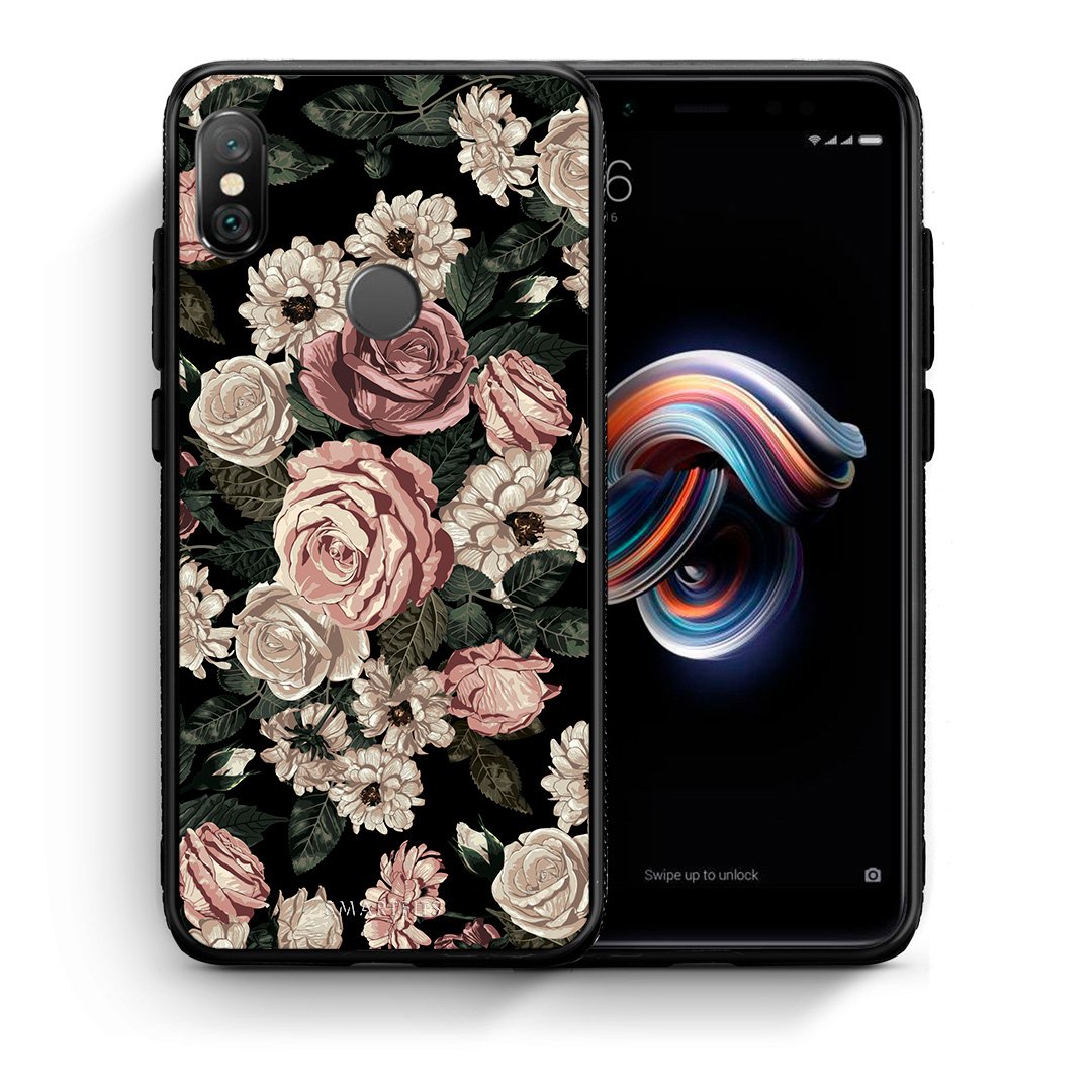 Θήκη Xiaomi Redmi Note 5 Wild Roses Flower από τη Smartfits με σχέδιο στο πίσω μέρος και μαύρο περίβλημα | Xiaomi Redmi Note 5 Wild Roses Flower case with colorful back and black bezels