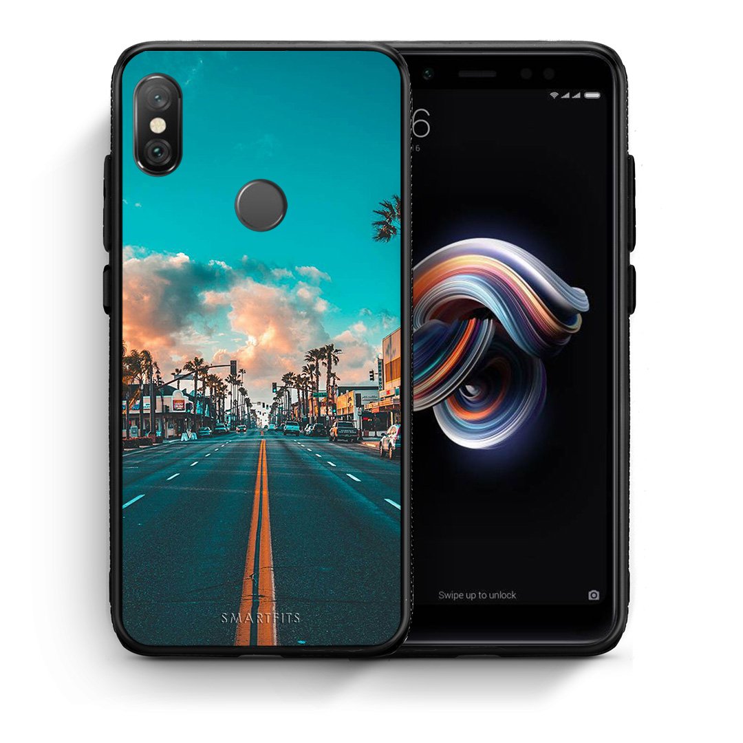 Θήκη Xiaomi Redmi Note 5 City Landscape από τη Smartfits με σχέδιο στο πίσω μέρος και μαύρο περίβλημα | Xiaomi Redmi Note 5 City Landscape case with colorful back and black bezels
