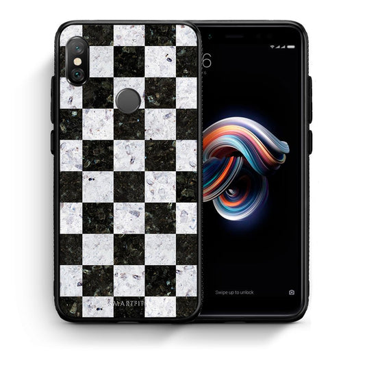 Θήκη Xiaomi Redmi Note 5 Square Geometric Marble από τη Smartfits με σχέδιο στο πίσω μέρος και μαύρο περίβλημα | Xiaomi Redmi Note 5 Square Geometric Marble case with colorful back and black bezels
