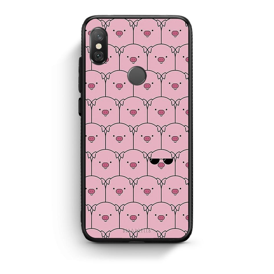 Xiaomi Redmi Note 5 Pig Glasses θήκη από τη Smartfits με σχέδιο στο πίσω μέρος και μαύρο περίβλημα | Smartphone case with colorful back and black bezels by Smartfits