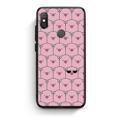 Xiaomi Redmi Note 5 Pig Glasses θήκη από τη Smartfits με σχέδιο στο πίσω μέρος και μαύρο περίβλημα | Smartphone case with colorful back and black bezels by Smartfits