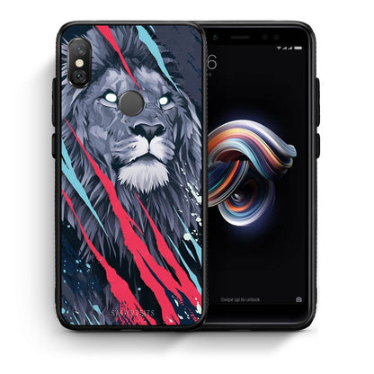 Θήκη Xiaomi Redmi Note 5 Lion Designer PopArt από τη Smartfits με σχέδιο στο πίσω μέρος και μαύρο περίβλημα | Xiaomi Redmi Note 5 Lion Designer PopArt case with colorful back and black bezels