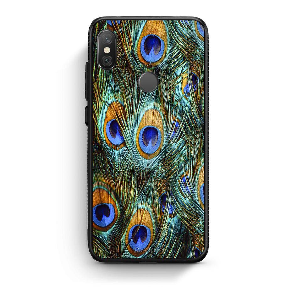 Xiaomi Redmi Note 5 Real Peacock Feathers θήκη από τη Smartfits με σχέδιο στο πίσω μέρος και μαύρο περίβλημα | Smartphone case with colorful back and black bezels by Smartfits