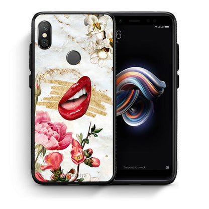 Θήκη Xiaomi Redmi Note 5 Red Lips από τη Smartfits με σχέδιο στο πίσω μέρος και μαύρο περίβλημα | Xiaomi Redmi Note 5 Red Lips case with colorful back and black bezels