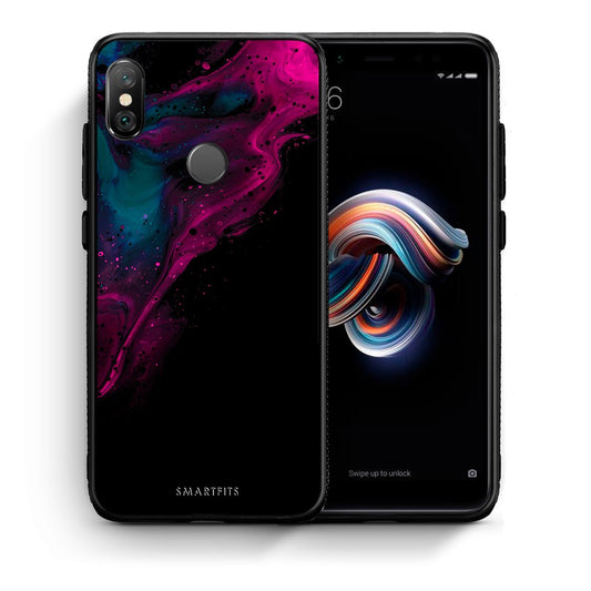 Θήκη Xiaomi Redmi Note 5 Pink Black Watercolor από τη Smartfits με σχέδιο στο πίσω μέρος και μαύρο περίβλημα | Xiaomi Redmi Note 5 Pink Black Watercolor case with colorful back and black bezels