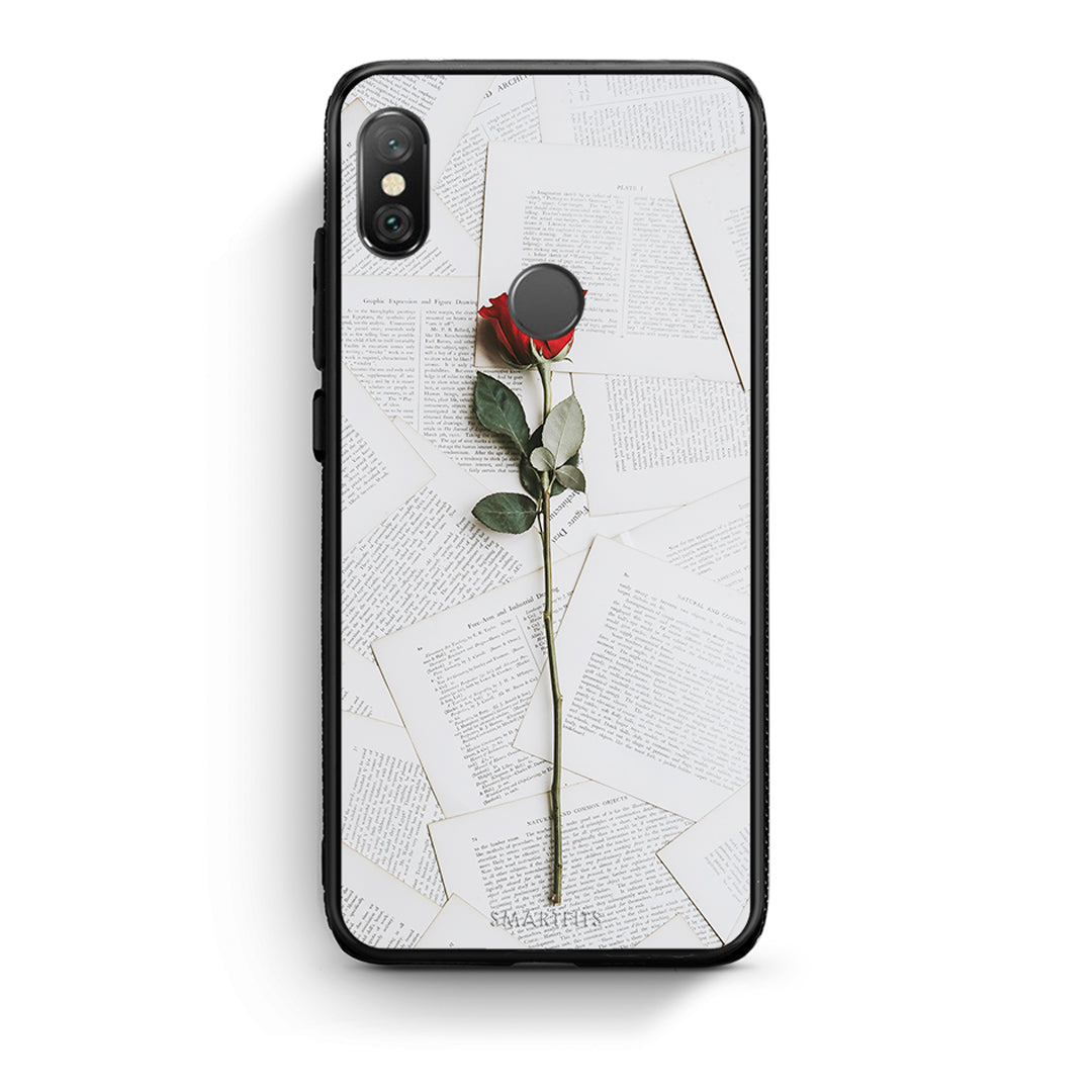 Xiaomi Redmi Note 5 Red Rose θήκη από τη Smartfits με σχέδιο στο πίσω μέρος και μαύρο περίβλημα | Smartphone case with colorful back and black bezels by Smartfits