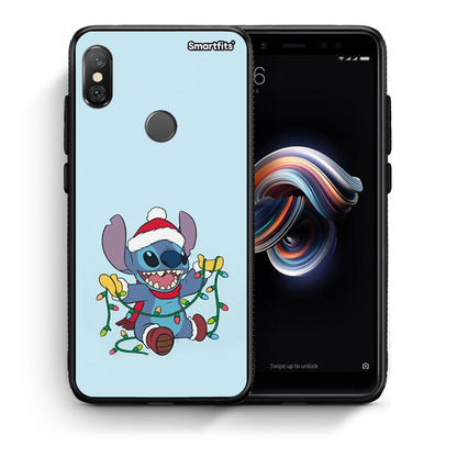 Θήκη Xiaomi Redmi Note 5 Santa Stich από τη Smartfits με σχέδιο στο πίσω μέρος και μαύρο περίβλημα | Xiaomi Redmi Note 5 Santa Stich case with colorful back and black bezels