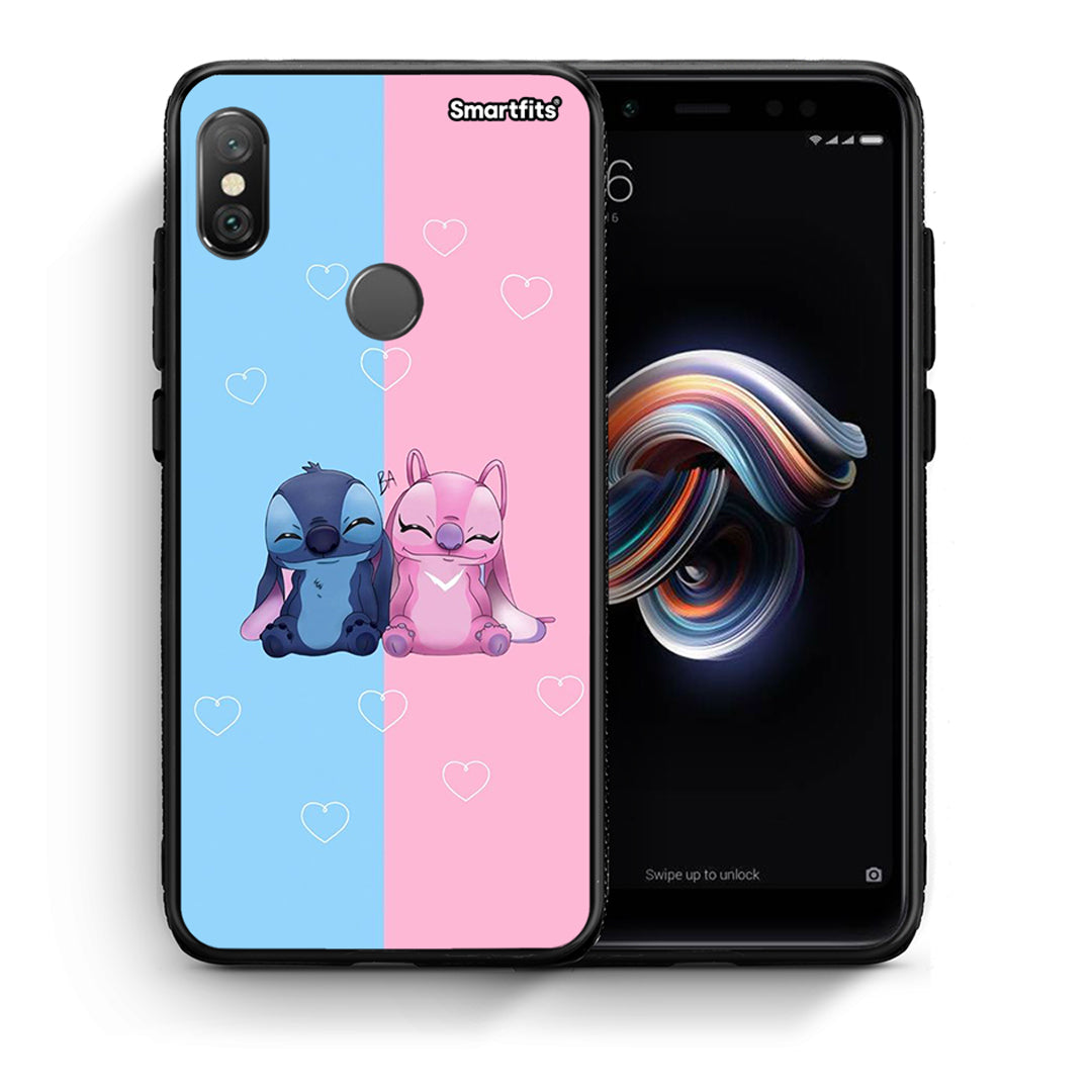 Θήκη Xiaomi Redmi Note 5 Stitch And Angel από τη Smartfits με σχέδιο στο πίσω μέρος και μαύρο περίβλημα | Xiaomi Redmi Note 5 Stitch And Angel case with colorful back and black bezels