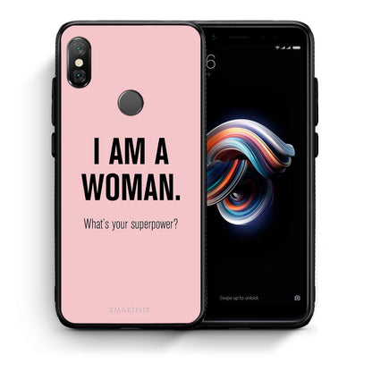 Θήκη Xiaomi Redmi Note 5 Superpower Woman από τη Smartfits με σχέδιο στο πίσω μέρος και μαύρο περίβλημα | Xiaomi Redmi Note 5 Superpower Woman case with colorful back and black bezels