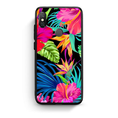 Xiaomi Redmi Note 5 Tropical Flowers θήκη από τη Smartfits με σχέδιο στο πίσω μέρος και μαύρο περίβλημα | Smartphone case with colorful back and black bezels by Smartfits