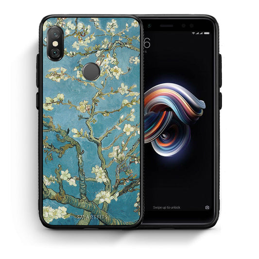 Θήκη Xiaomi Redmi Note 5 White Blossoms από τη Smartfits με σχέδιο στο πίσω μέρος και μαύρο περίβλημα | Xiaomi Redmi Note 5 White Blossoms case with colorful back and black bezels