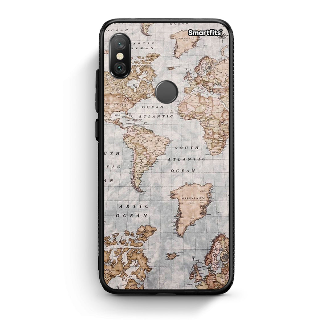 Xiaomi Redmi Note 5 World Map Θήκη από τη Smartfits με σχέδιο στο πίσω μέρος και μαύρο περίβλημα | Smartphone case with colorful back and black bezels by Smartfits