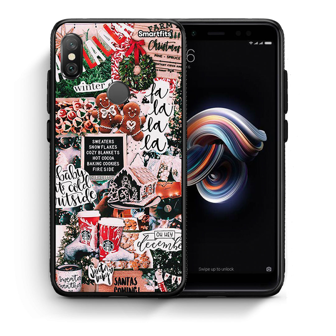 Θήκη Xiaomi Redmi Note 5 Xmas Habbits από τη Smartfits με σχέδιο στο πίσω μέρος και μαύρο περίβλημα | Xiaomi Redmi Note 5 Xmas Habbits case with colorful back and black bezels