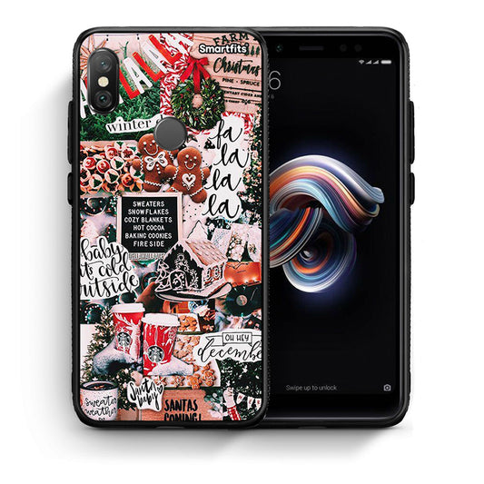 Θήκη Xiaomi Redmi Note 5 Xmas Habbits από τη Smartfits με σχέδιο στο πίσω μέρος και μαύρο περίβλημα | Xiaomi Redmi Note 5 Xmas Habbits case with colorful back and black bezels