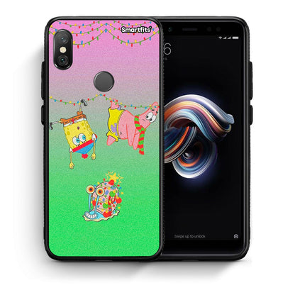 Θήκη Xiaomi Redmi Note 5 Xmas Lights από τη Smartfits με σχέδιο στο πίσω μέρος και μαύρο περίβλημα | Xiaomi Redmi Note 5 Xmas Lights case with colorful back and black bezels