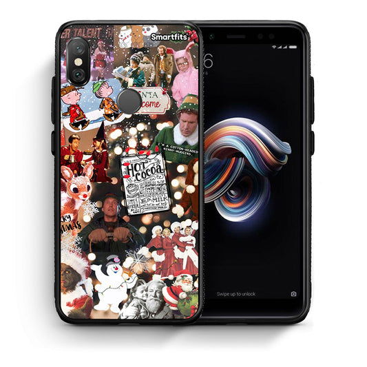 Θήκη Xiaomi Redmi Note 5 Xmas Movies από τη Smartfits με σχέδιο στο πίσω μέρος και μαύρο περίβλημα | Xiaomi Redmi Note 5 Xmas Movies case with colorful back and black bezels