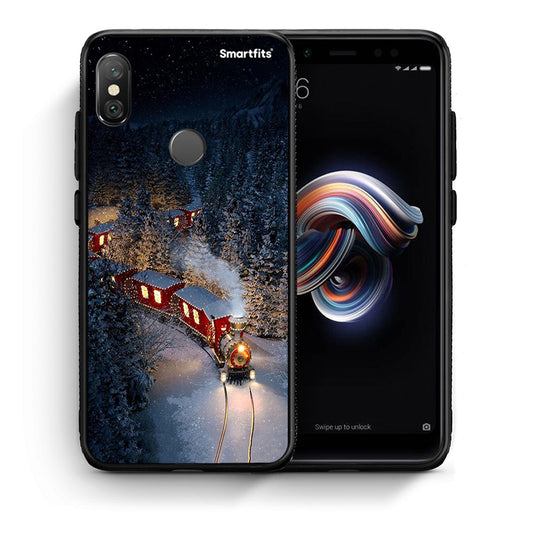 Θήκη Xiaomi Redmi Note 5 Xmas Train από τη Smartfits με σχέδιο στο πίσω μέρος και μαύρο περίβλημα | Xiaomi Redmi Note 5 Xmas Train case with colorful back and black bezels