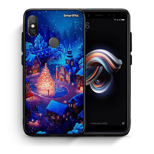 Θήκη Xiaomi Redmi Note 5 Xmas Village από τη Smartfits με σχέδιο στο πίσω μέρος και μαύρο περίβλημα | Xiaomi Redmi Note 5 Xmas Village case with colorful back and black bezels