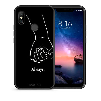 Θήκη Αγίου Βαλεντίνου Xiaomi Redmi Note 6 Pro Always & Forever 1 από τη Smartfits με σχέδιο στο πίσω μέρος και μαύρο περίβλημα | Xiaomi Redmi Note 6 Pro Always & Forever 1 case with colorful back and black bezels