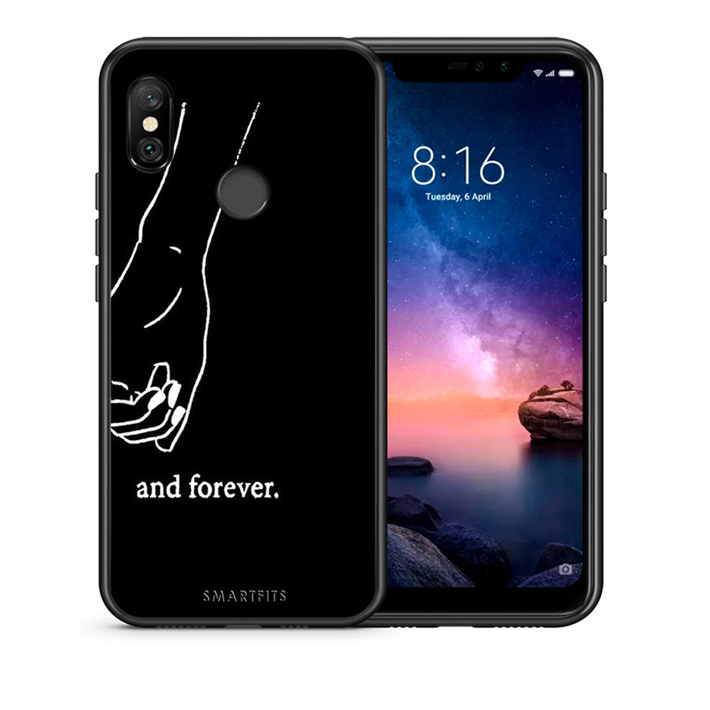Θήκη Αγίου Βαλεντίνου Xiaomi Redmi Note 6 Pro Always & Forever 2 από τη Smartfits με σχέδιο στο πίσω μέρος και μαύρο περίβλημα | Xiaomi Redmi Note 6 Pro Always & Forever 2 case with colorful back and black bezels