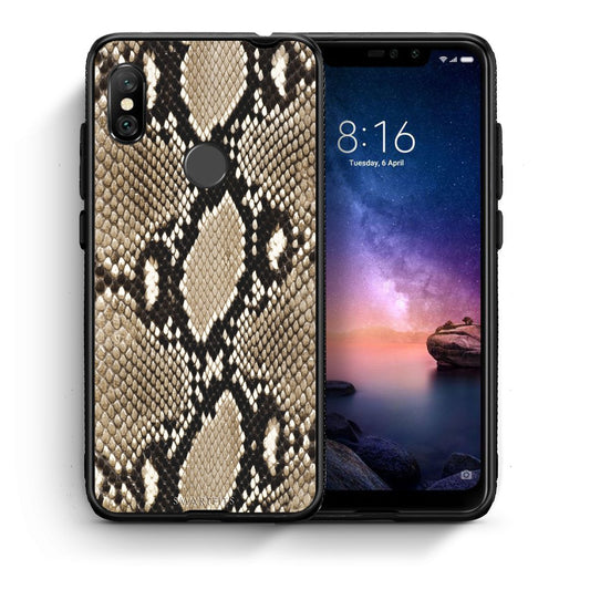 Θήκη Xiaomi Redmi Note 6 Pro Fashion Snake Animal από τη Smartfits με σχέδιο στο πίσω μέρος και μαύρο περίβλημα | Xiaomi Redmi Note 6 Pro Fashion Snake Animal case with colorful back and black bezels