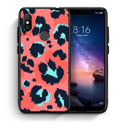 Θήκη Xiaomi Redmi Note 6 Pro Pink Leopard Animal από τη Smartfits με σχέδιο στο πίσω μέρος και μαύρο περίβλημα | Xiaomi Redmi Note 6 Pro Pink Leopard Animal case with colorful back and black bezels