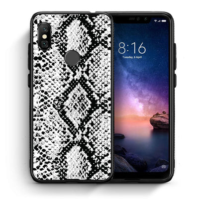 Θήκη Xiaomi Redmi Note 6 Pro White Snake Animal από τη Smartfits με σχέδιο στο πίσω μέρος και μαύρο περίβλημα | Xiaomi Redmi Note 6 Pro White Snake Animal case with colorful back and black bezels