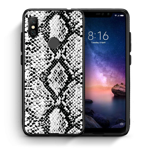 Θήκη Xiaomi Redmi Note 6 Pro White Snake Animal από τη Smartfits με σχέδιο στο πίσω μέρος και μαύρο περίβλημα | Xiaomi Redmi Note 6 Pro White Snake Animal case with colorful back and black bezels