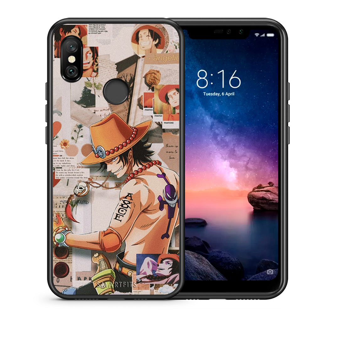 Θήκη Xiaomi Redmi Note 6 Pro Anime Collage από τη Smartfits με σχέδιο στο πίσω μέρος και μαύρο περίβλημα | Xiaomi Redmi Note 6 Pro Anime Collage case with colorful back and black bezels