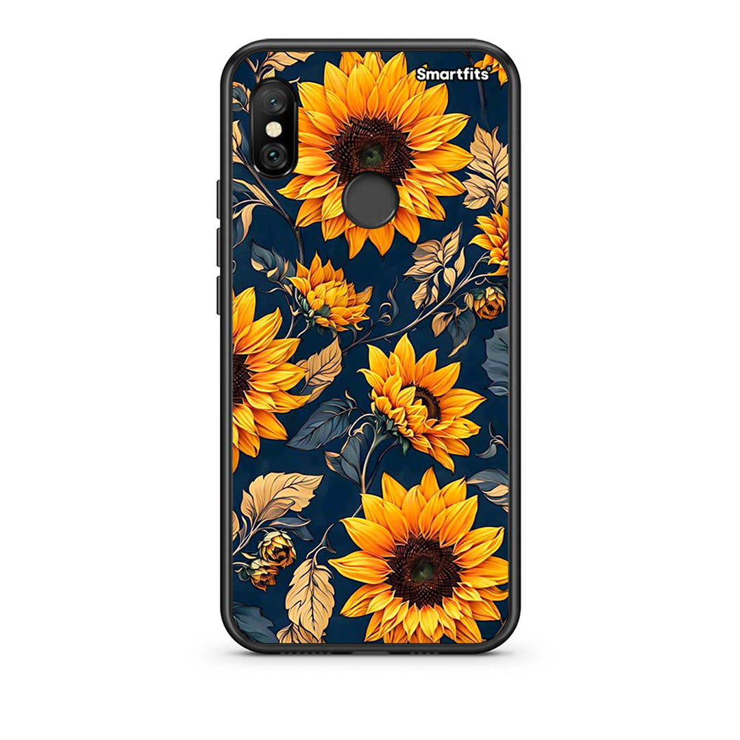 Xiaomi Redmi Note 6 Pro Autumn Sunflowers Θήκη από τη Smartfits με σχέδιο στο πίσω μέρος και μαύρο περίβλημα | Smartphone case with colorful back and black bezels by Smartfits