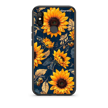 Xiaomi Redmi Note 6 Pro Autumn Sunflowers Θήκη από τη Smartfits με σχέδιο στο πίσω μέρος και μαύρο περίβλημα | Smartphone case with colorful back and black bezels by Smartfits