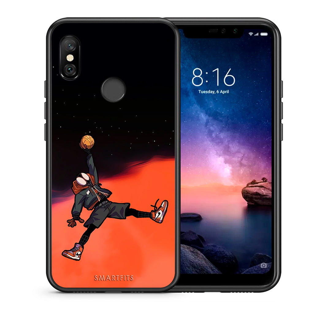 Θήκη Xiaomi Redmi Note 6 Pro Basketball Hero από τη Smartfits με σχέδιο στο πίσω μέρος και μαύρο περίβλημα | Xiaomi Redmi Note 6 Pro Basketball Hero case with colorful back and black bezels