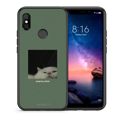 Θήκη Xiaomi Redmi Note 6 Pro Bitch Surprise από τη Smartfits με σχέδιο στο πίσω μέρος και μαύρο περίβλημα | Xiaomi Redmi Note 6 Pro Bitch Surprise case with colorful back and black bezels