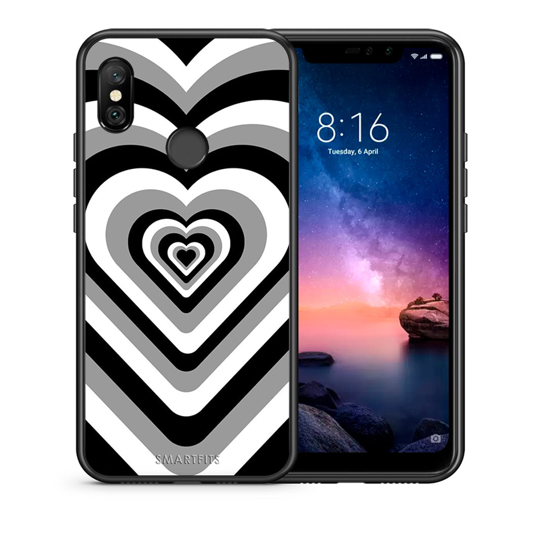 Θήκη Xiaomi Redmi Note 6 Pro Black Hearts από τη Smartfits με σχέδιο στο πίσω μέρος και μαύρο περίβλημα | Xiaomi Redmi Note 6 Pro Black Hearts case with colorful back and black bezels